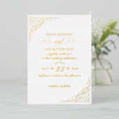 Gold Foil Fancy Calligraphy Wedding Invitation Folie Uitnodiging (Staand Voorkant)
