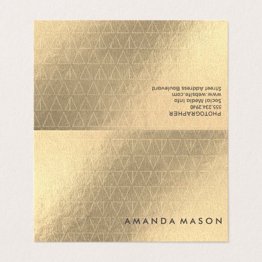 Gold Foil | Fashionable Lux Triangle Patroon Visitekaartje (Buitenkant ongevouwen)