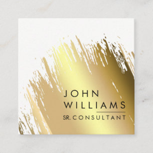 Gold Foil Faux Brushed Strokes Professional modern Vierkante Visitekaartje