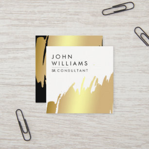 Gold Foil Faux Brushed Strokes Professional modern Vierkante Visitekaartje