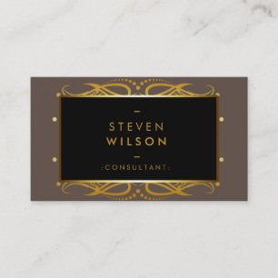 Gold Foil Faux Web Damask Professional Elegant Visitekaartje