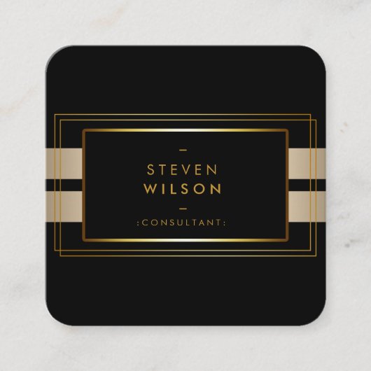 Gold Foil Faux Web Modern Computer Financial Vierkante Visitekaartje (Voorkant)