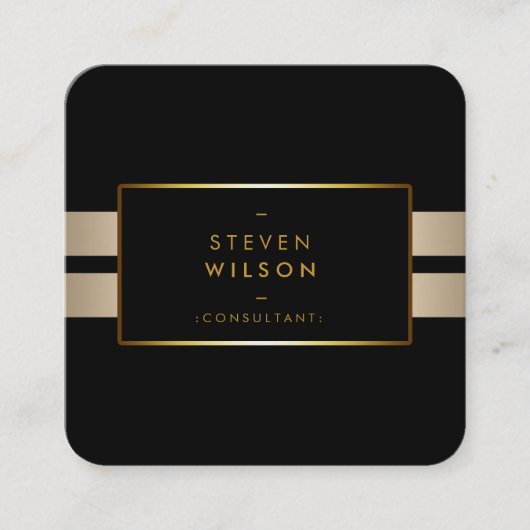 Gold Foil Faux Web Modern Computer Financial Vierkante Visitekaartje (Voorkant)
