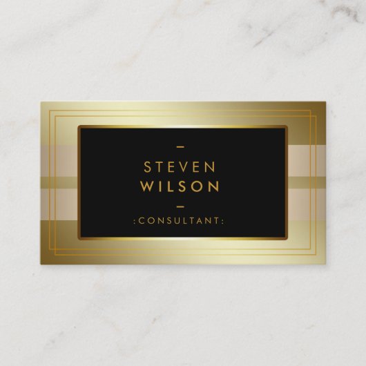 Gold Foil Faux Web Modern Computer Financial Visitekaartje (Voorkant)