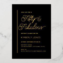 Gold Foil Fifty and Fabulous 50th Birthday Party Folie Feestdagenkaart