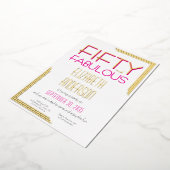 Gold Foil Fifty and Fabulous 50th Birthday Party Folie Uitnodiging (Gedraaid)