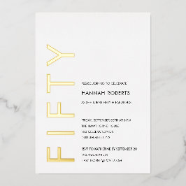 Gold Foil Fifty and Fabulous 50th Birthday Party Folie Uitnodiging