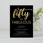 Gold Foil Fifty and Fabulous 50th Birthday Party Folie Uitnodiging (Staand Voorkant)