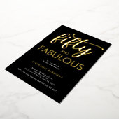 Gold Foil Fifty and Fabulous 50th Birthday Party Folie Uitnodiging (Gedraaid)