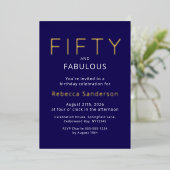 Gold Foil Fifty and Fabulous 50th Birthday Party Folie Uitnodiging (Staand Voorkant)
