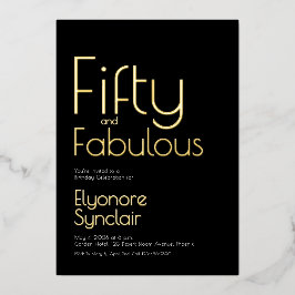 Gold Foil Fifty and Fabulous 50th Birthday Party Folie Uitnodiging