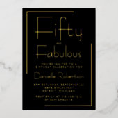 Gold Foil Fifty and Fabulous 50th Birthday Party Folie Uitnodiging (Voorkant)