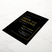 Gold Foil Fifty and Fabulous 50th Birthday Party Folie Uitnodiging (Gedraaid)