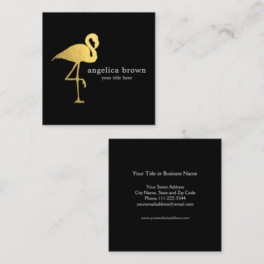 Gold Foil Flamingo Visitekaartje (Voorkant / Achterkant)