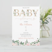 Gold Foil Floral Baby Girl Baby shower Invitation (Staand voorkant)