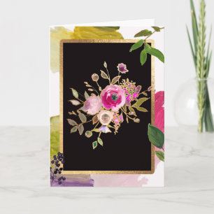 Gold Foil, Floral bouquet, blanco wenskaart Kaart