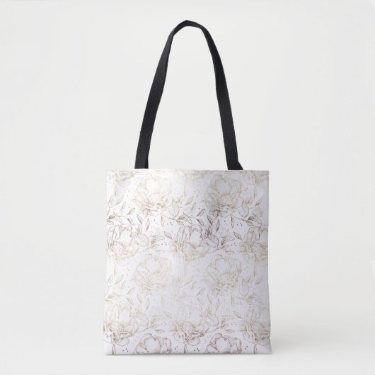 Gold Foil Floral Elegant Wedding Vrijgezellenfeest Tote Bag (Voorkant)