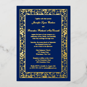 Gold Foil Floral Filigree Wedding Invite Folie Uitnodiging