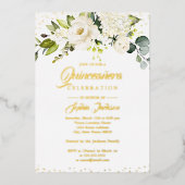 GOLD FOIL Floral Gold Quinceanera Folie Uitnodiging (Voorkant)