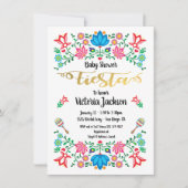 Gold Foil Floral Mexican Fiesta Baby shower Kaart (Voorkant)