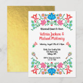 Gold Foil Floral Mexican Fiesta repesal Dinner Kaart (Voorkant / Achterkant)