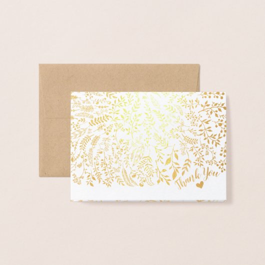 Gold Foil Floral Typografie Hartelijk dank Folie Kaarten (Voorkant met envelop)