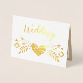 Gold Foil Floral Typography Wedding Invitding Folie Kaarten (Voorkant)