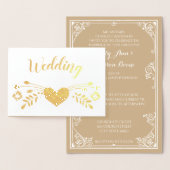 Gold Foil Floral Typography Wedding Invitding Folie Kaarten (Display)
