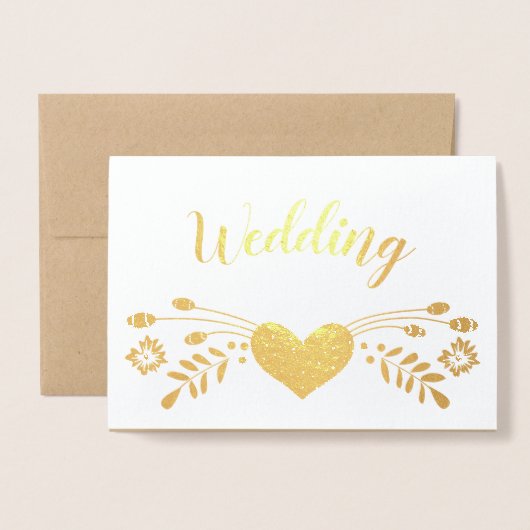 Gold Foil Floral Typography Wedding Invitding Folie Kaarten (Voorkant met envelop)