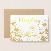 Gold Foil Floral Typography Wedding Invitding Folie Kaarten (Voorkant met envelop)