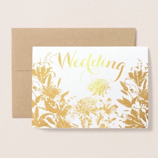 Gold Foil Floral Typography Wedding Invitding Folie Kaarten (Voorkant met envelop)