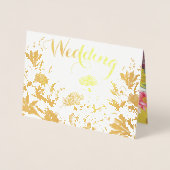 Gold Foil Floral Typography Wedding Invitding Folie Kaarten (Voorkant)