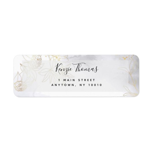 Gold Foil Floral Waterverf Return Address Labels (Voorkant)