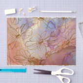 Gold Foil Florals op kleurrijke Abstracte weefselp Tissuepapier (Craft)