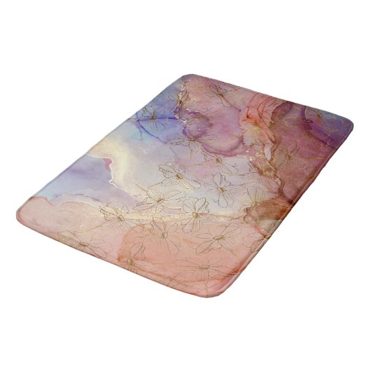 Gold Foil Flowers Dusky Pastel Abstract Badmat (Gekanteld)