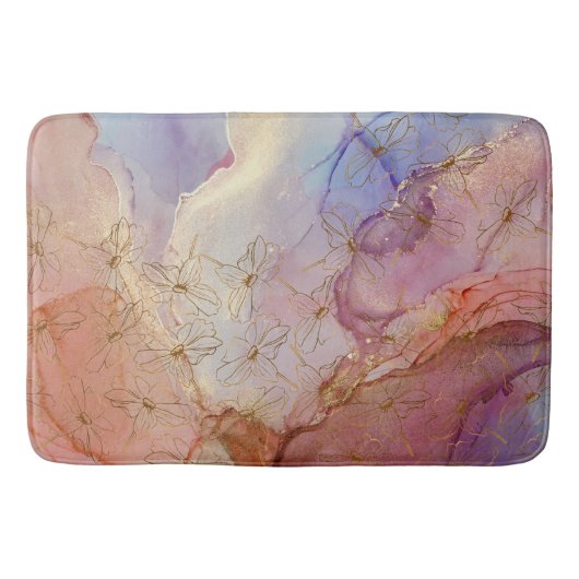 Gold Foil Flowers Dusky Pastel Abstract Badmat (Voorkant)