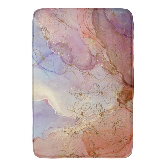 Gold Foil Flowers Dusky Pastel Abstract Badmat (Voorkant Verticaal)