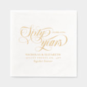 Gold Foil Fonts Voeg namen toe 60ste bruiloft Jubi Folie Servetten (Voorkant)