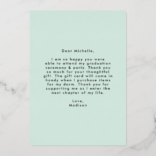 Gold Foil Foto Afstuderen Hartelijk dank Folie Uitnodiging (Achterkant)