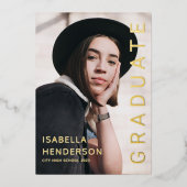 Gold Foil Foto Afstuderen kondiging Folie Uitnodiging (Voorkant)