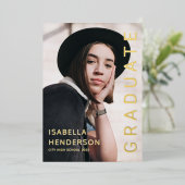 Gold Foil Foto Afstuderen kondiging Folie Uitnodiging (Staand Voorkant)