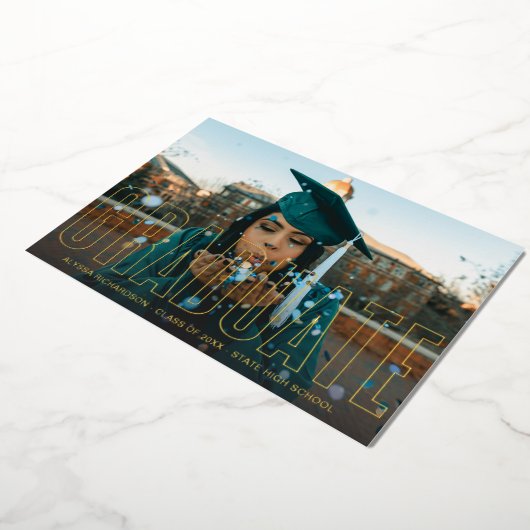 Gold Foil Foto Afstuderen volledige bekendmaking Folie Uitnodiging (Gedraaid)