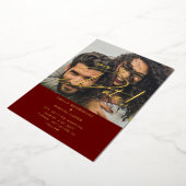 GOLD Foil Foto Overlay Burgundy Save Date Weddensc Folie Uitnodiging (Gedraaid)
