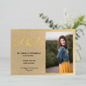Gold Foil Foto PhD Afstuderen Hartelijk dank Folie Uitnodiging (Staand Voorkant)