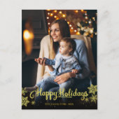 Gold Foil Foto Snowflake Prettige feestdagen Kerst Briefkaart (Voorkant)
