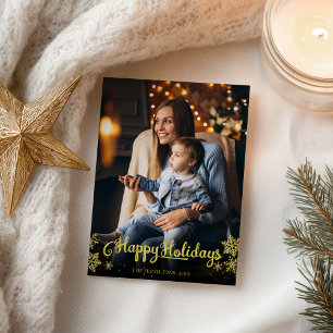 Gold Foil Foto Snowflake Prettige feestdagen Kerst Briefkaart