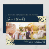 Gold Foil Foto Snowflake Wedding Bedankkaart (Voorkant / Achterkant)