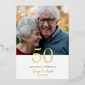 Gold Foil Foto Wedding Jubileum Party Folie Uitnodiging (Voorkant)