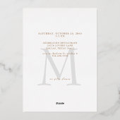 Gold Foil Foto Wedding Jubileum Party Folie Uitnodiging (Achterkant)