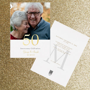 Gold Foil Foto Wedding Jubileum Party Folie Uitnodiging